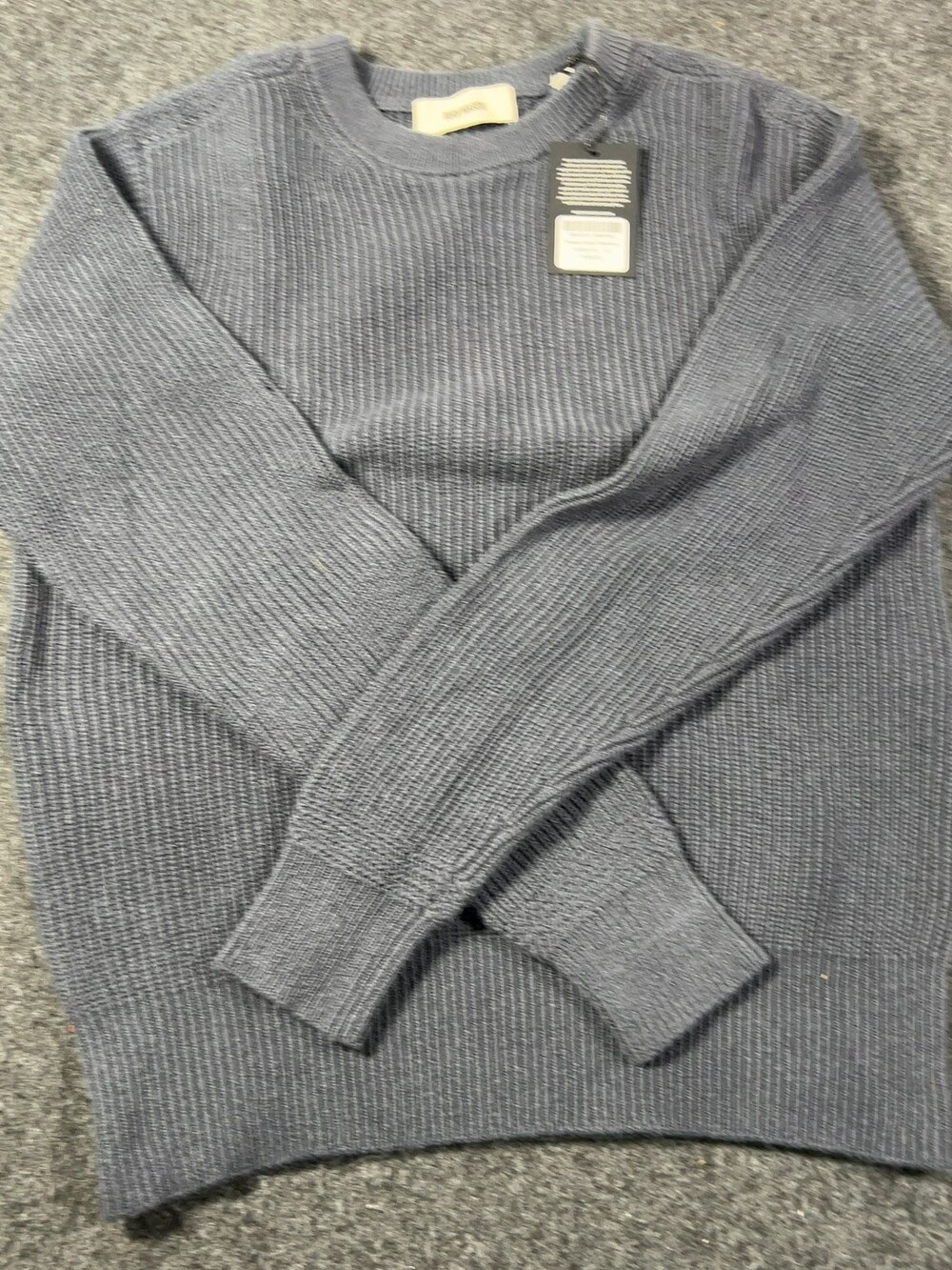 Buck Mason Faded Indigo Seafarer Cotton Rib Crew Sweater Small NWT Msrp168 [NC3]